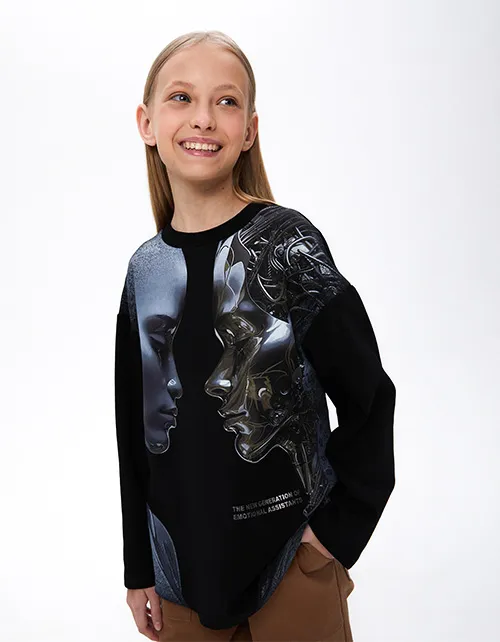 Стильный дизайнерский свитшот для девочки 242098 в России -4