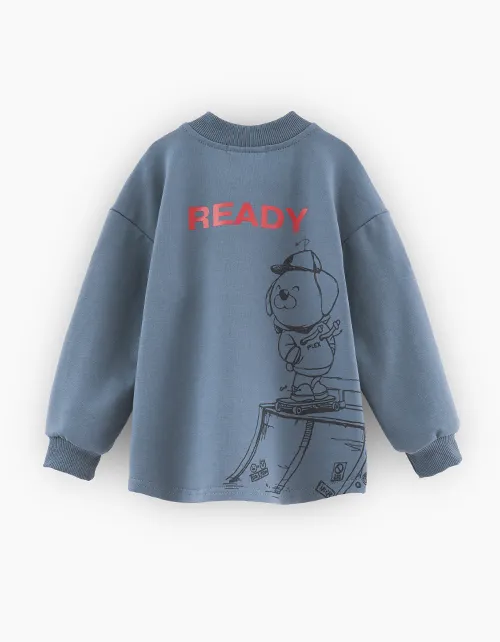 Стильный бомбер в оттенке деним для мальчика 240013 в России -2