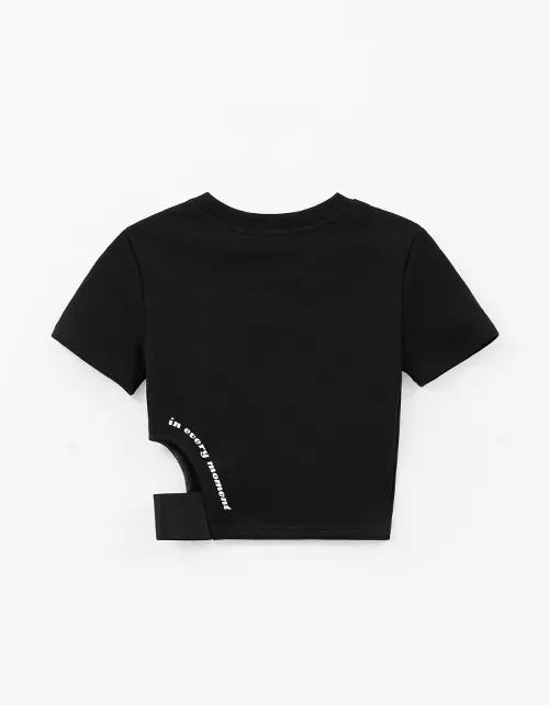 Чёрный кроп-топ для девочки 260136 в России -3
